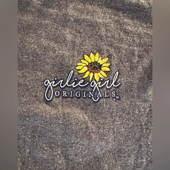 Girlie Girl Originals Sunflower American Flag Graphic Tee XL Navy USA Shirt - Picture 2 of 5